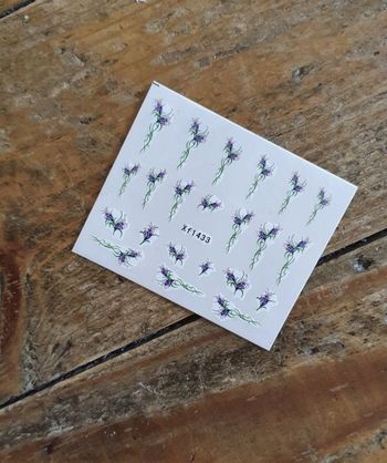10 Stickers d'ongles fleurs violettes