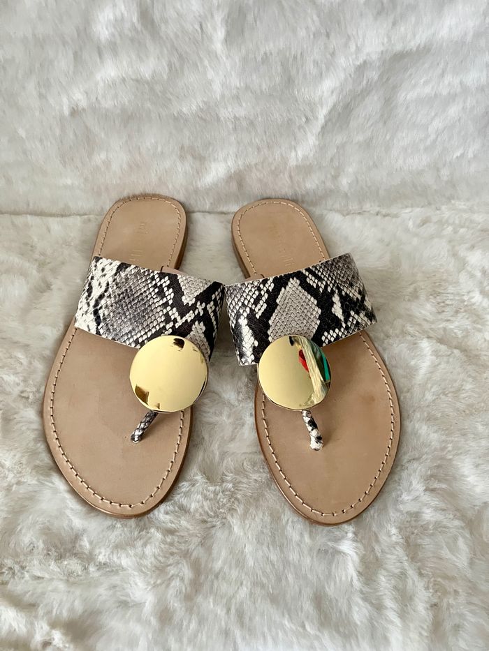 Tongs en cuir imprimé python Minelli pointure 37 - photo numéro 2