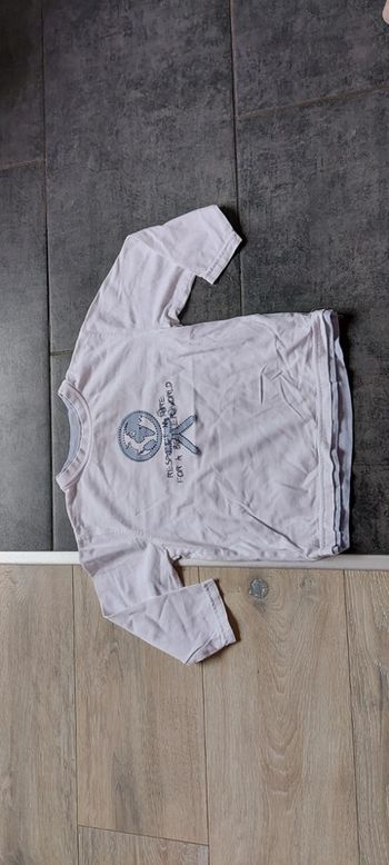 T shirt blanc, manches longues Okaidi, 5 ans