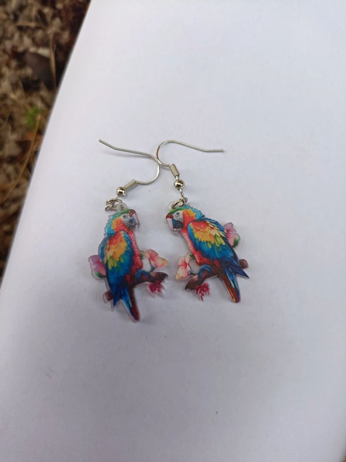 Boucles d'oreilles oiseaux perroquet - photo numéro 2