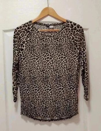 Top manches 3/4 imprimé animal marron et crème H&M M