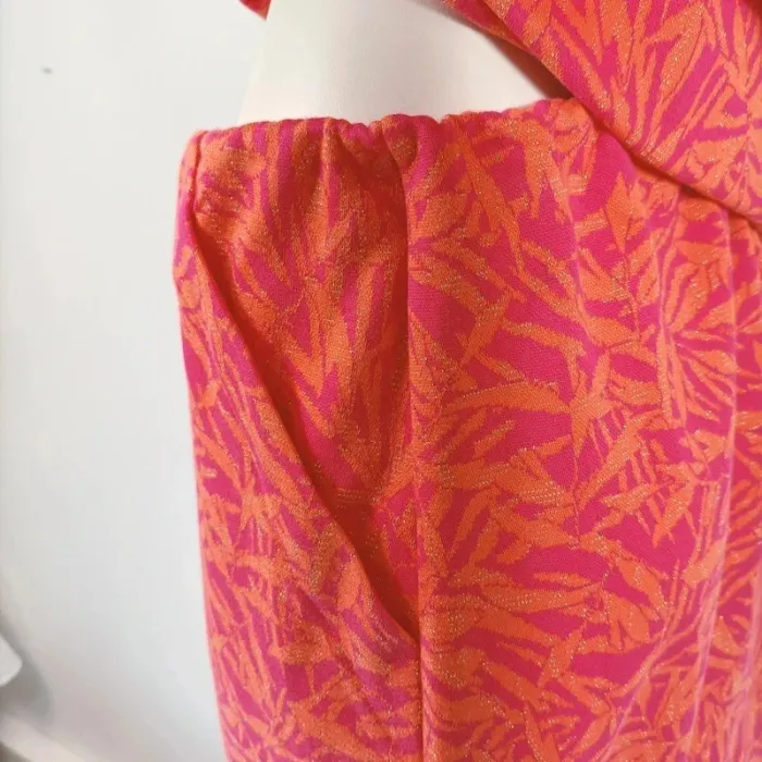 Ensemble Tee-shirt + jupe rose/orange à motif feuillage - Taille M - A309 - photo numéro 12