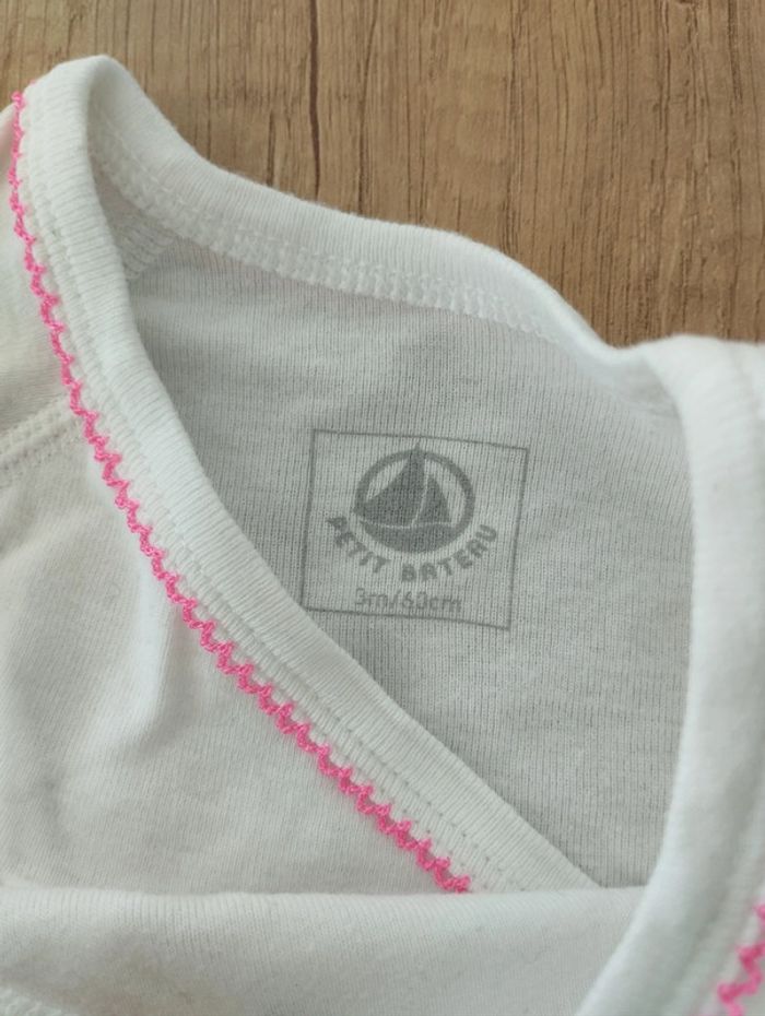 Body manches longues fille blanc taille 3 mois Petit bateau - photo numéro 2
