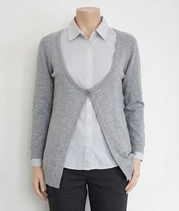 Haut 2-en-1 Tissaia - Chemise rayée & Gilet gris - Taille 38/40