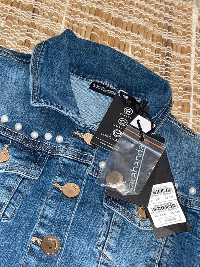 Veste en jeans et perle courte taille 12 ans - photo numéro 2