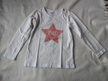 Tshirt ML blanc étoile rose - 4A - Gémo