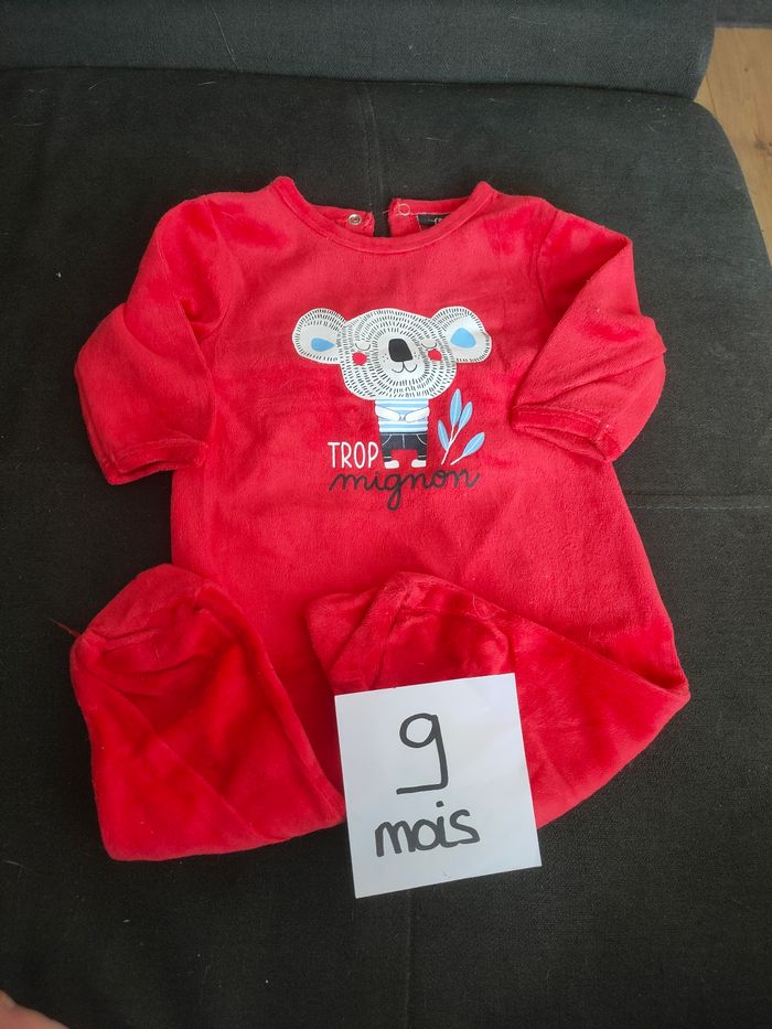 Grenouillère pyjama 1 pièce pour bébé garçon rouge 9 mois influx - photo numéro 1