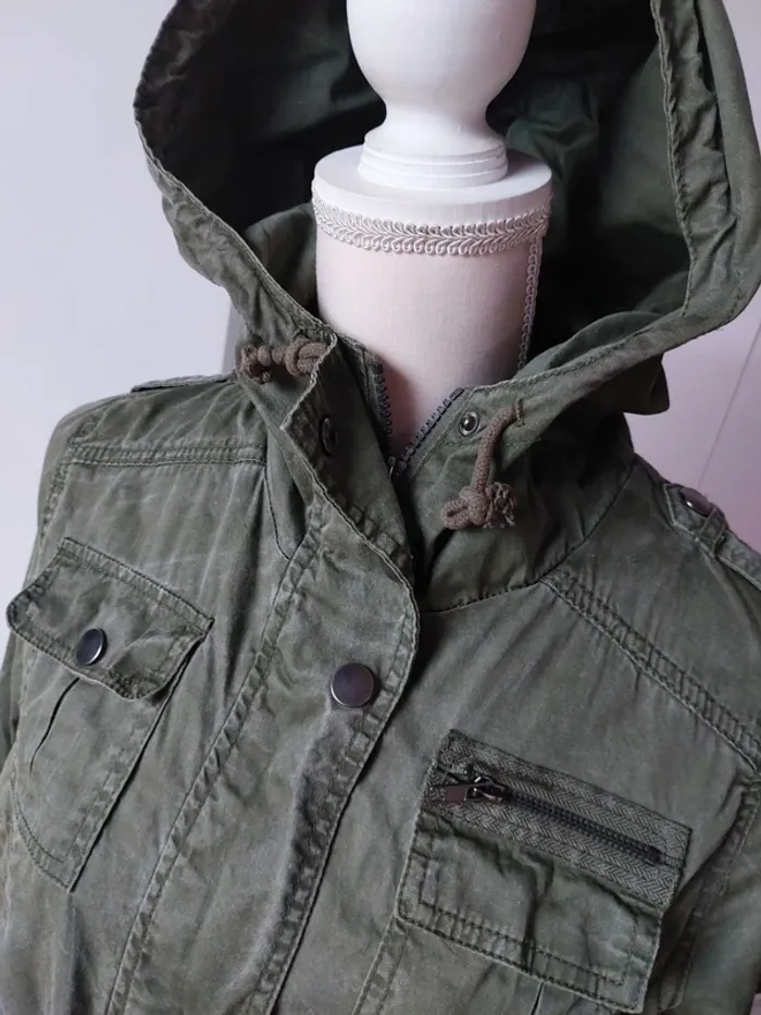 Parka non doublée kaki en coton - photo numéro 2