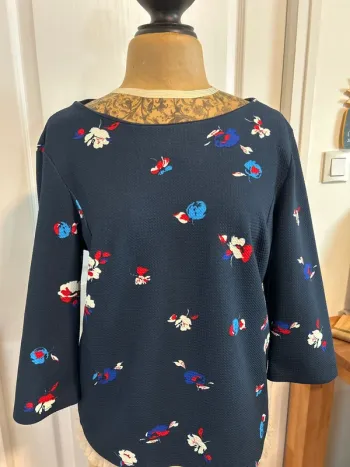 Camaïeu blouse marine imprimée fleurs taille M