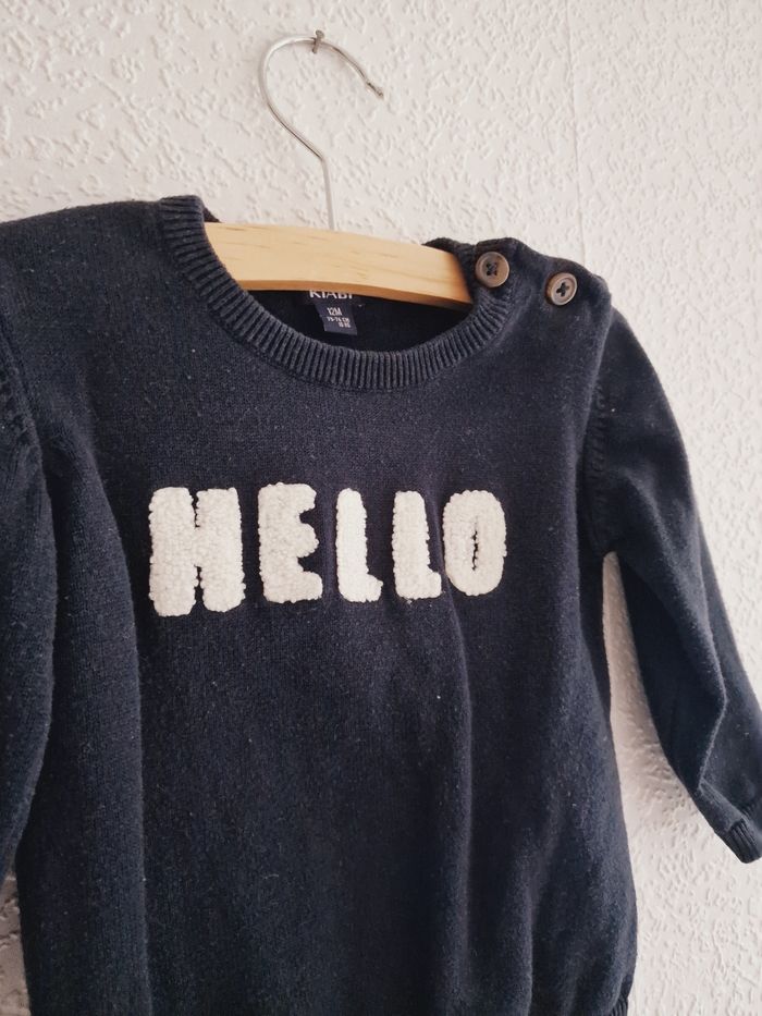 Kiabi - Pull manches longues, col rond - "Hello" (12 mois) - photo numéro 3