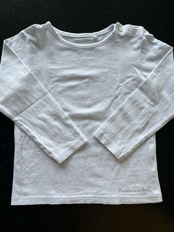 T-shirt Boîte à malices  blanc bébé fille neuf 24 mois