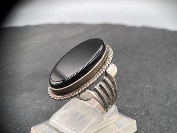 Bague agate noire, homme, femme