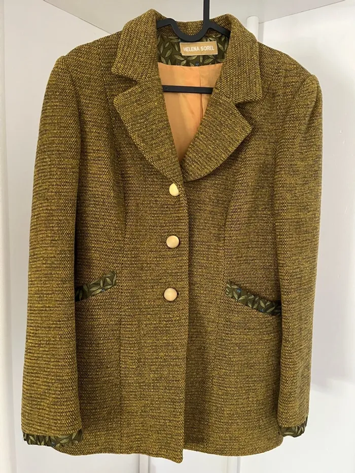 Veste blazer vert kaki orangé