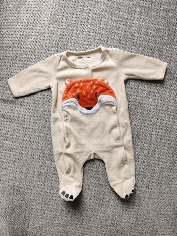 Pyjama en velours ouvert devant motif renard - Gémo - Naissance