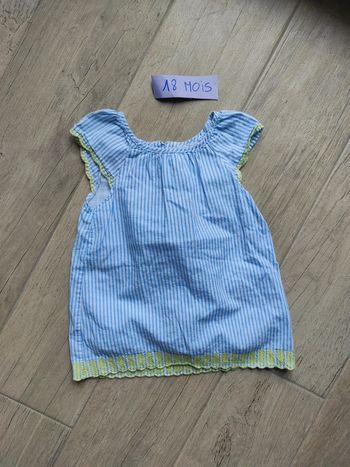 Tunique rayée bleue broderie ananas Primark 18/24 mois