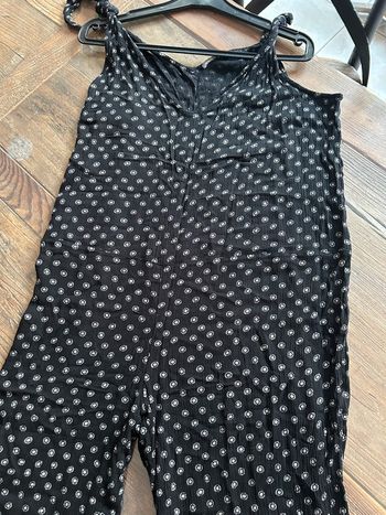 Combinaison pantalon fluide Monoprix noir avec motif blanc