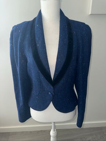 Blazer moucheté tweed bleu marine et multicolore T36 S