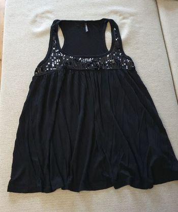 Débardeur noir décolleté pailleté fish S