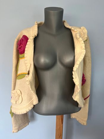 Veste blanc cassé Olivier Philips - Taille 44 - Fleurs en relief & épingle déco