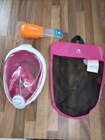 Masque snorkelling rose plongée plage Decathlon S-M
