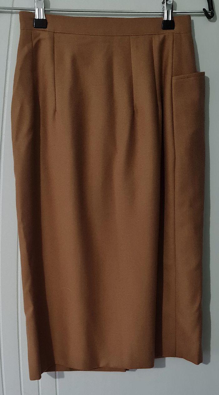T. 34 (XS) - Jupe droite vintage camel en laine – Emmanuelle Khanh – TBE - photo numéro 3