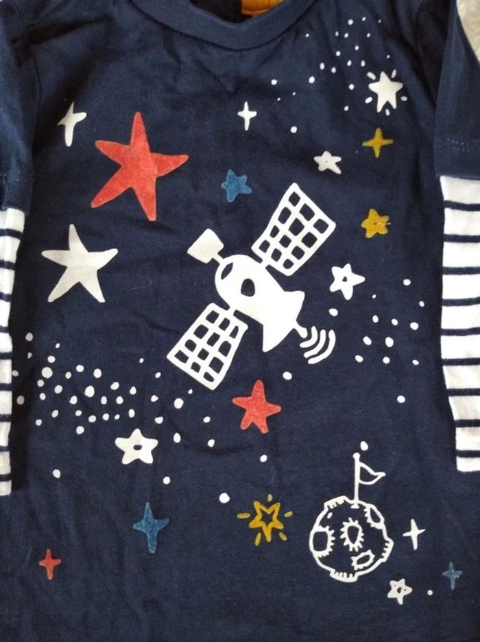 Tee shirt chemise manches longues Garçon 6 mois Espace Planète Satellite étoiles Orchestra - photo numéro 4