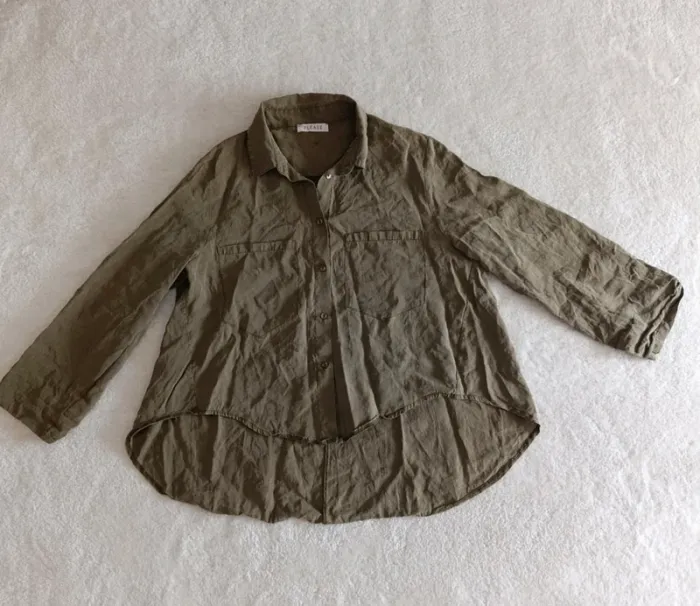 Chemise légère oversize Please L vert kaki 100% lyocell décontractée - photo numéro 5