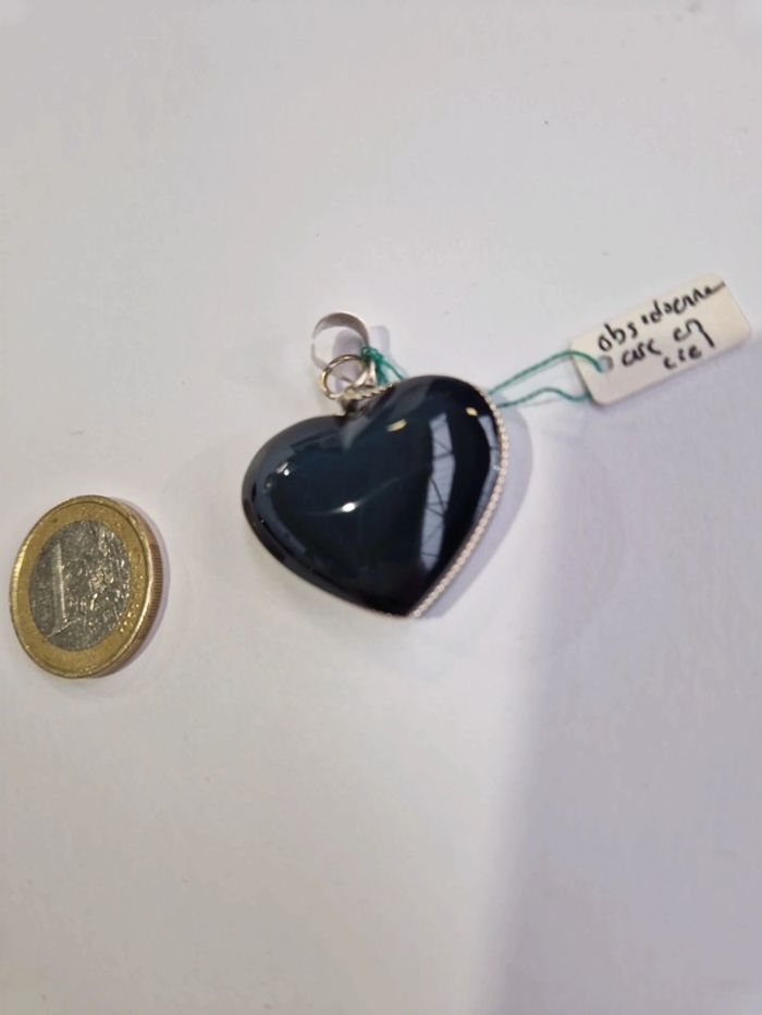 Pendentif obsidienne arc en ciel cœur Mexique - photo numéro 3