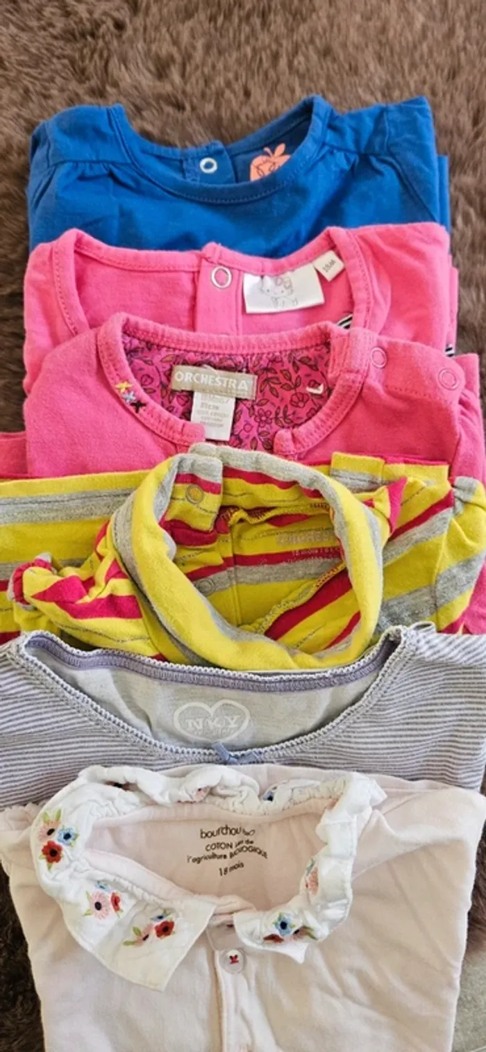 Lot de 6 tee shirts manche longue 18 mois fille - photo numéro 2