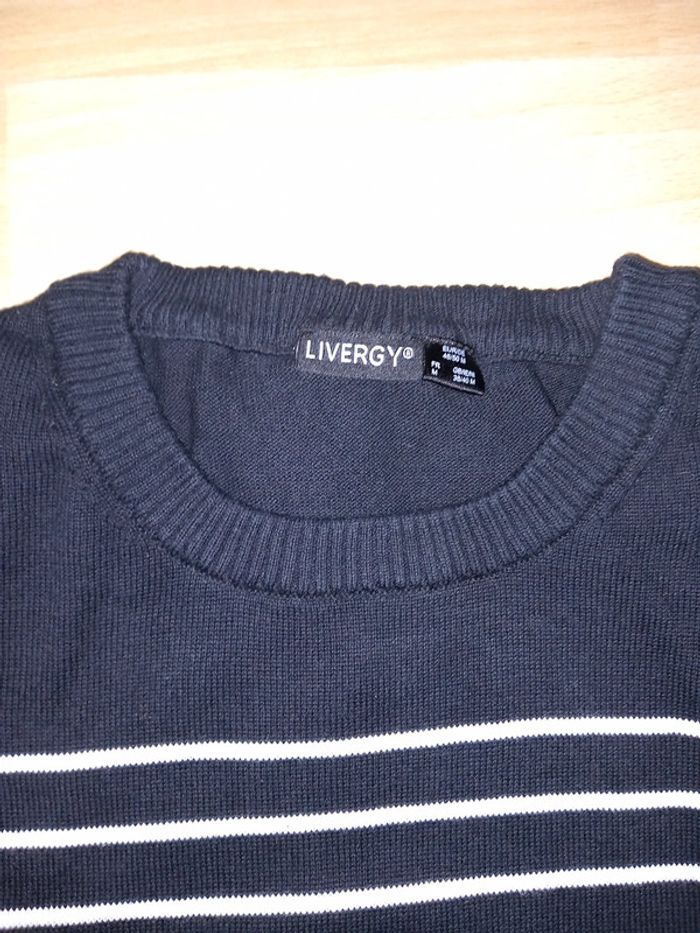 Pull en coton noir à rayures Taille M état neuf - photo numéro 3