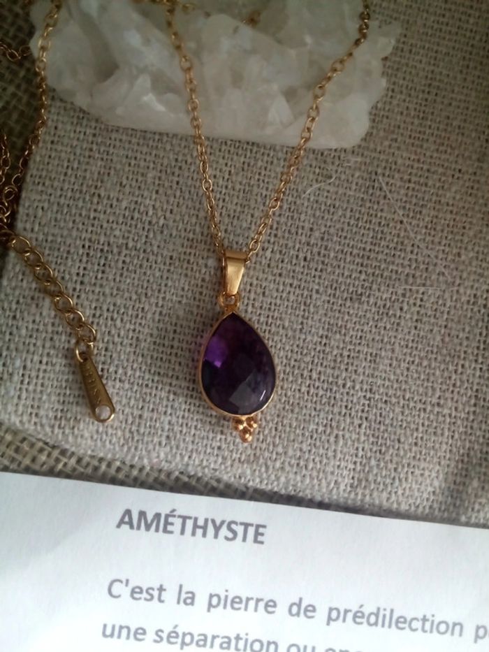 Collier améthyste 💜 sertissage oriental - photo numéro 2