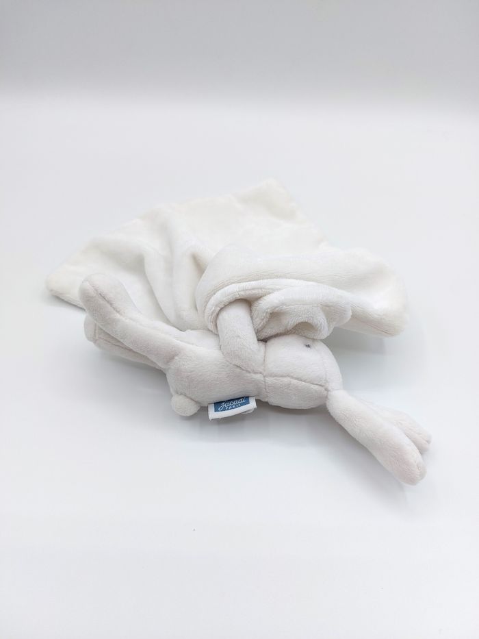 Doudou peluche lapin blanc JACADI et son mouchoir – 17 cm - sos doudou - photo numéro 5