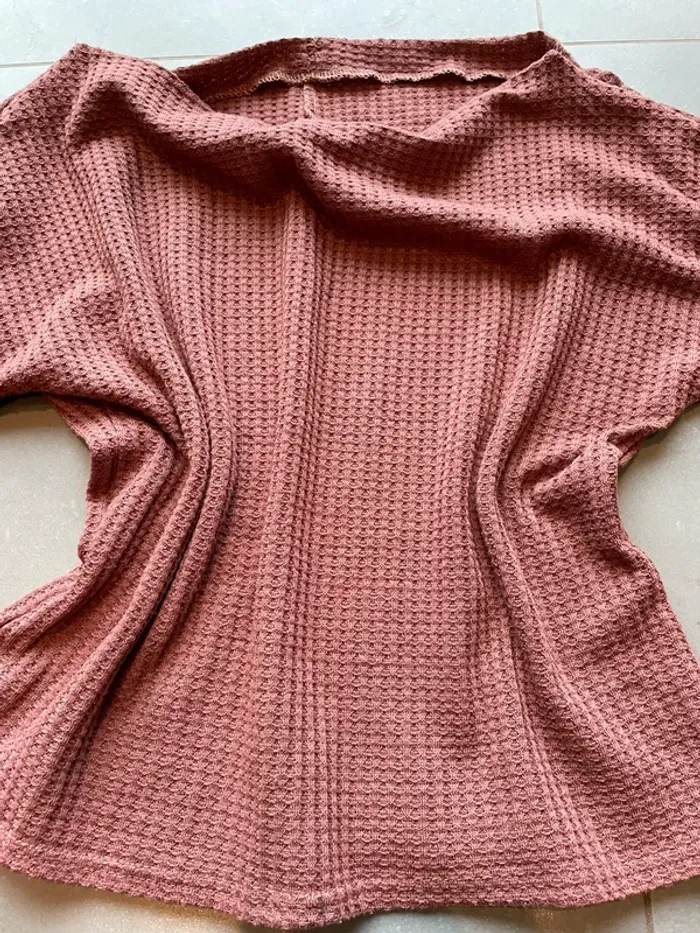 Pull mi saison manches 3/4 rose poudré - photo numéro 4