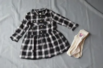 Robe chemise carreaux Orchestra fille 4 ans Noir/Blanc