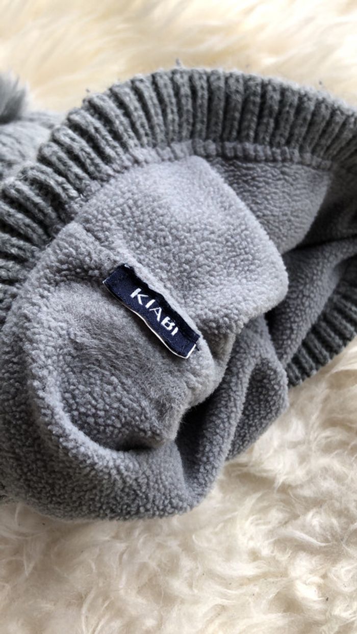 Bonnet gris à pompon taille 5 ans - photo numéro 2