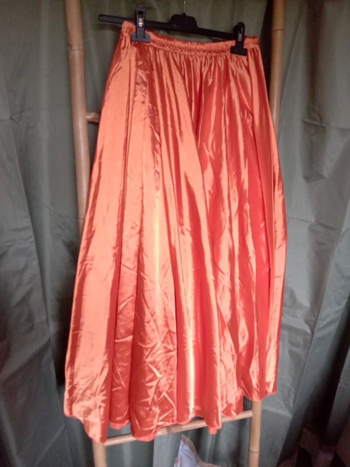 Jupe soleil danse orientale satin orange