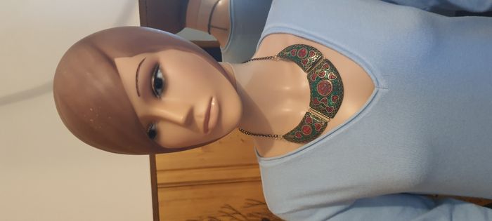 Collier triptyque laiton, mosaique Vintage - photo numéro 4