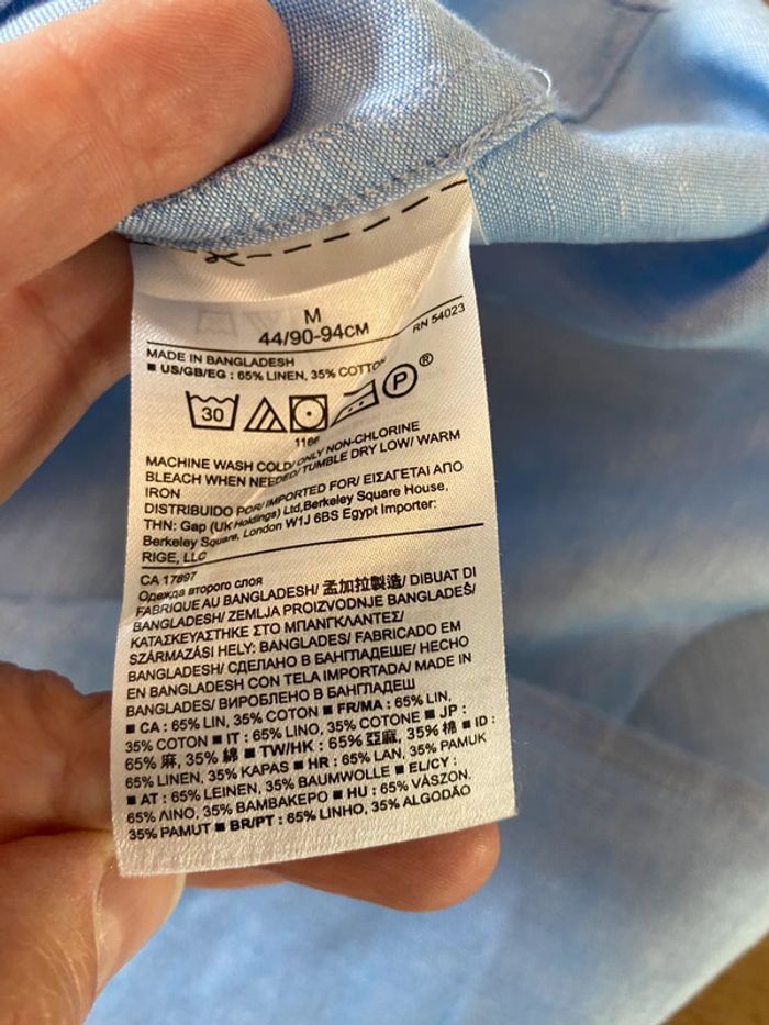 Chemisier lin et coton bleu clair Banana Republic taille M - photo numéro 9