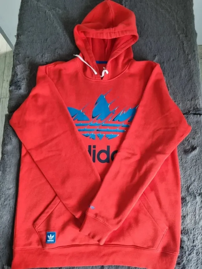 Sweat à capuche Adidas rouge, M Hommes - photo numéro 2