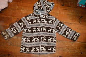 Veste polaire à capuche marron rennes 2 ans