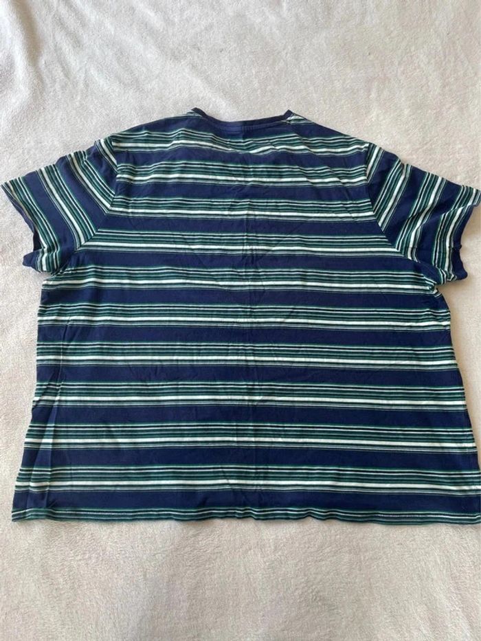 Haut t-shirt à manches courtes bleu blanc vert à rayures 5XL - photo numéro 3
