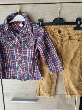 Ensemble chemise tape à l œil jeans kidkanaï 18 mois 