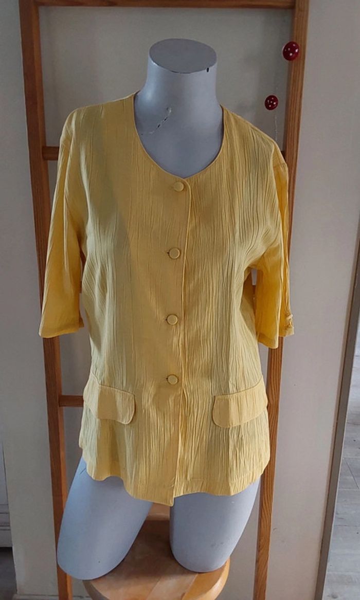 Chemise /surchemise  /veste légère Vintage gaufrée jaune T 38/40
