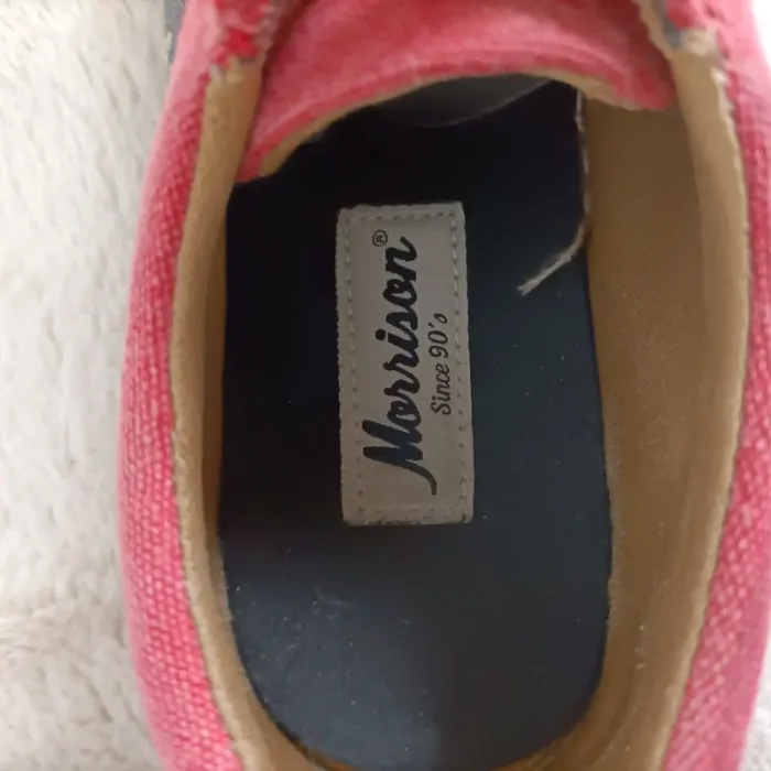 baskets chaussures de ville Morrison 38 rouge motifs vintage toile - photo numéro 8
