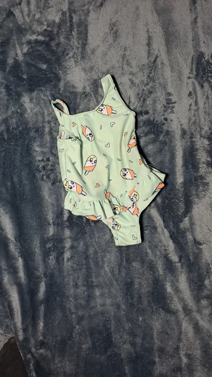 💚Maillot de bain bébé fille – vert motif glaces - 18 mois - photo numéro 2