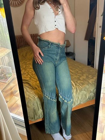 Pantalon bleu jean flare évasé vintage 