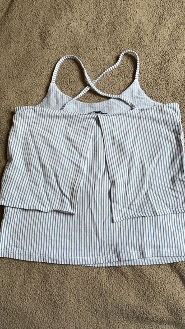 Débardeur à bretelles blanc à rayures bleues claires Kiabi taille M - photo numéro 4