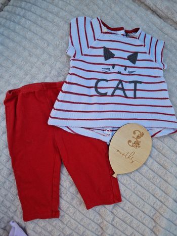 Ensemble t-shirt legging rouge et rayé bébé fille orchestra