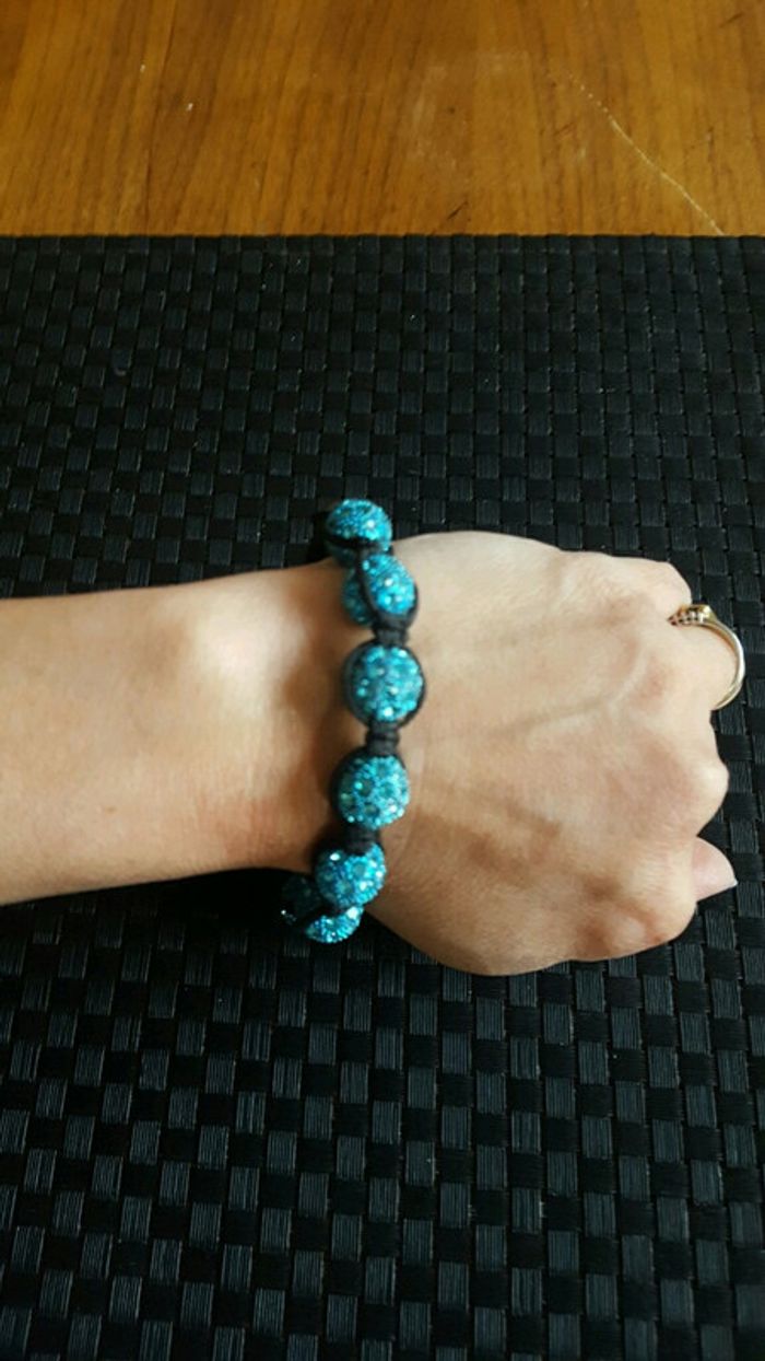 Bracelet shambala bleu turquoise - photo numéro 3