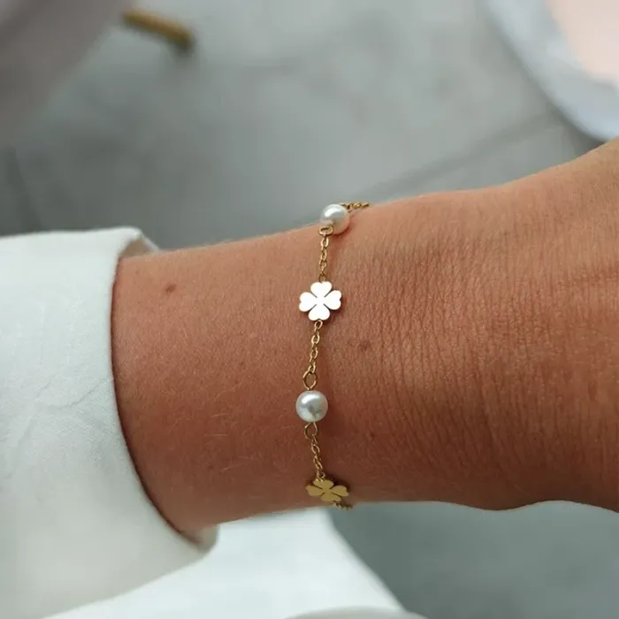 Sublime ensemble collier + bracelet "Trèfle d’Or" - photo numéro 3